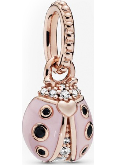 Nur Silver Rose Uğur Böceği Gümüş Charm Nur-bl10039