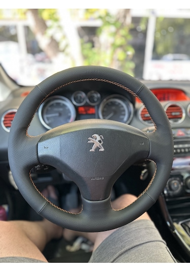 Peugeot 308 2011 Araca Özel Direksiyon Kılıfı Nokta Düz Turuncu