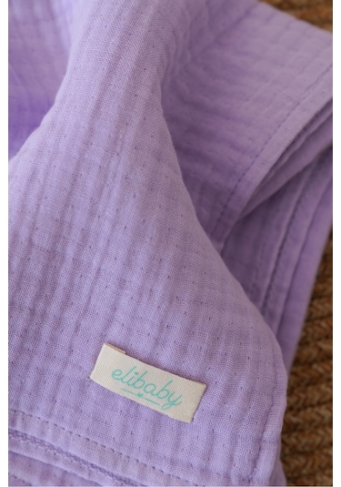 Organik Pamuk Ekstra Yumuşak 4 Katlı Müslin Battaniye Lavanta 85x100 CM Açık Mor