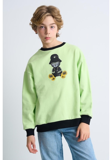 Alexandergardi Alexandergardı Baskılı Bisiklet Yaka Çocuk Sweatshirt Mint