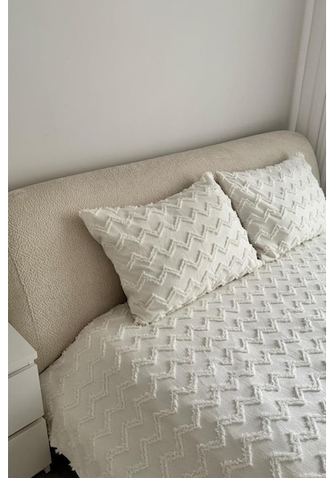 Çeyiz Diyarı Lumpa 2 Parça Tek Kişilik Pike Takımı Krem Krem