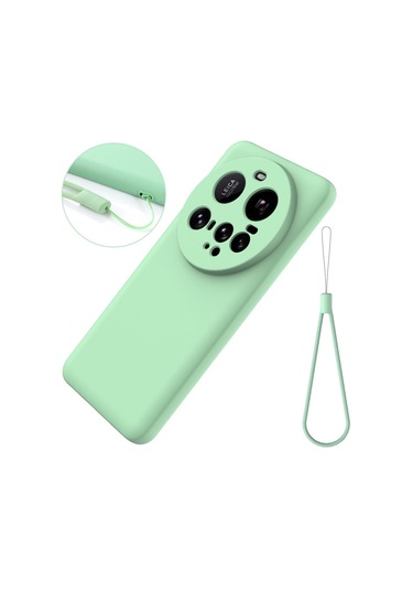 Xiaomi 15 Ultra Düz Renkli Sıvı Silikon Damlamaz Tam Kapsama Telefon Kılıfı Yeşil