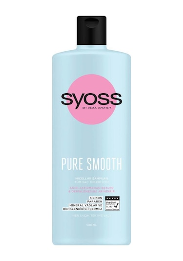 Syoss Pure Smooth Micellar Ağırlaştırmayan Silikonsuz Şampuan 2 x 500 ML