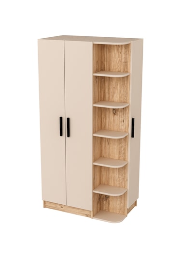 Arnetti 3 Kapaklı Gardırop Raflı Luses Gardırop Atlantik Çam Bej