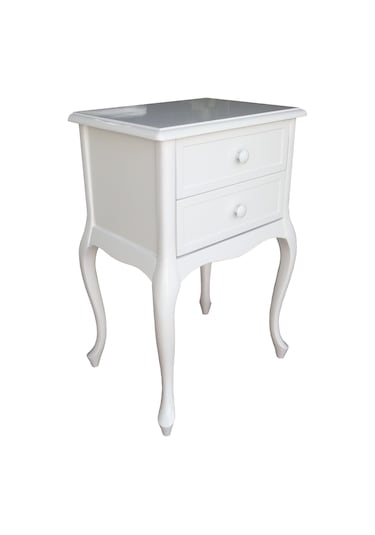 Komodin ASLAN Lükens Çekmece 1Adet Parlak BEYAZ Renk Porselen Kulp Kayın Torna İskelet El Yapım