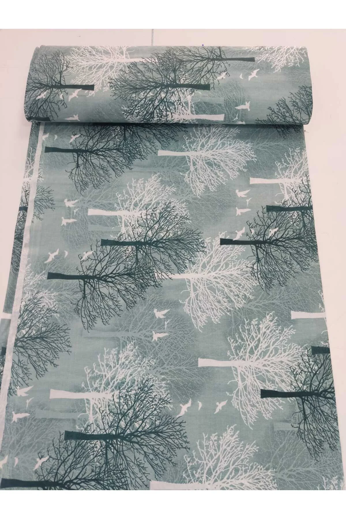 Ranforce Metrelik, Nevresimlik Kumaş - 100x240 Yeşil Ağaç