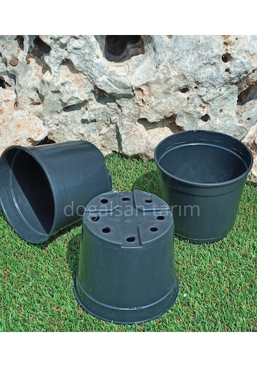 5 Adet 2,7 Lt Siyah Yuvarlak Üretim Saksı Fide Saksı Çiçek Saksı