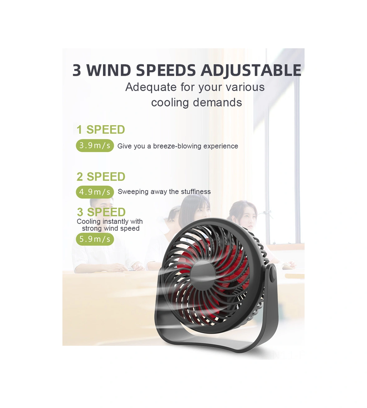 Padalink Mini Masa Fanı - Beyaz, 3 Hız Ayarı, 360 Döner Kafa, 2000mah Pil, 5-8 Saat Süre, Sessiz Dc Motor, Usb Şarjlı, Ofis/dormada Kullanıma Uygun