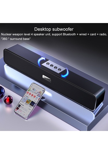 Yındıao A36 Bluetooth 5.0 Akıllı Subwoofer Bilgisayar Kablosuz Bluetooth Hoparlör, Bluetooth Yükseltme Sürümü Siyah