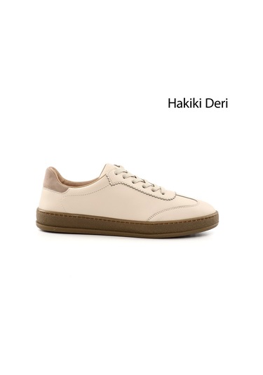 Gönderi R Kadın Bej Bağcıklı Hakiki Deri Sneaker Ddza83742881 Bej