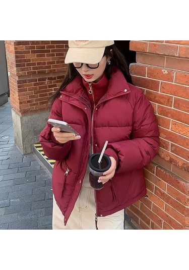 Kış Kadın Kısa Moda Pamuk Ceket Rahat Kadın Sıcak Tutan Kaban Küçük Arkadaş Büyük Boy Ten Ten Rengi