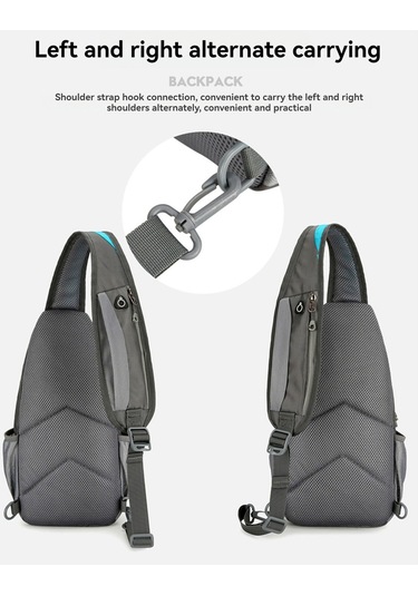 Geeksen Açık Çanta Erkekler İçin Askılı Çanta Usb Şarj Portlu Göğüs Çantası Yürüyüş İçin Çapraz Ask Siyah