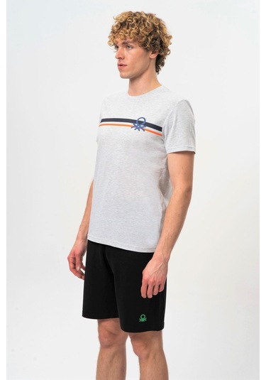 Benetton Bnt-m20478-23y Erkek T-shirt BNT-M20478-R0593 Gri Melanj