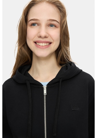 Ucla Vıvıana Siyah Kapüşonlu Baskılı Fermuarlı Standard Fit Kadın Sweatshirt Siyah