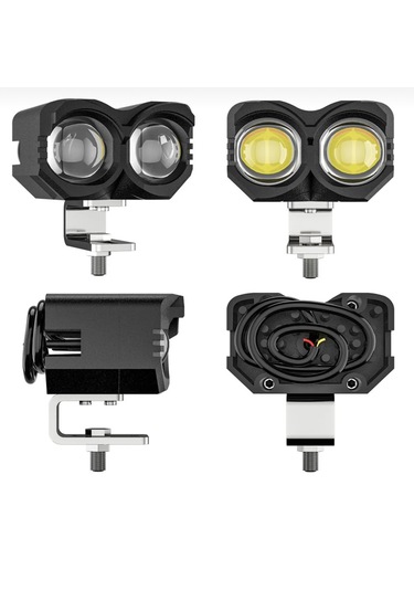 Point Motosiklet Sis Farı Metal Kasa Baykuş Model Delici Beyaz Sarı Çift Renk 12-80 Volt 1 Adet