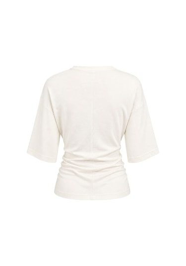 Mixray 2102 Kadın Modal Büzgü Detaylı Dökümlü Soft T-shirt Beyaz