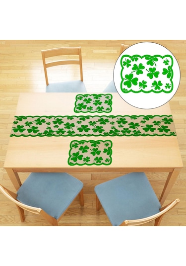 Homyl St Patricks Günü Dekoru 45x30cm Tatil Yemeği Parti Yemek Yeşil