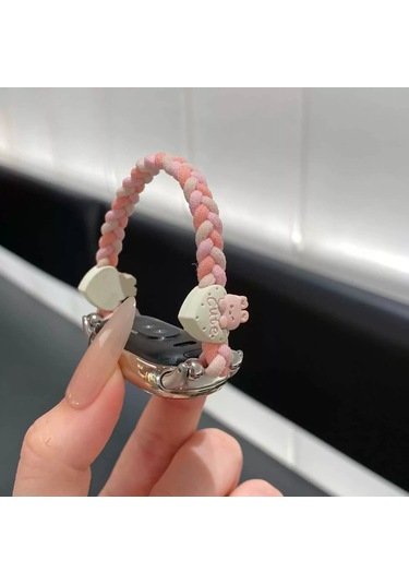 Xiaomi Mi Band 9 Uyumlu Sevimli Karikatür Örgü Kuromi Bilezik Kayış Pembe