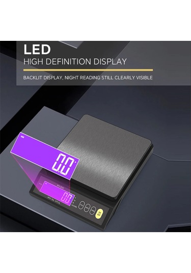 Dijital Terazi Şarj Edilebilir Elektrikli Terazi 10kg 0.1g Siyah