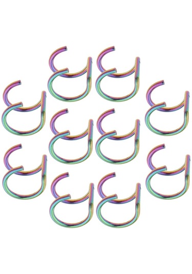 Homyl 10 Parça Paslanmaz Çelik Klipsli Kulak Döngü Renkli Çok Renkli
