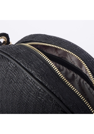 Nas Bag Kadın Mini Çapraz Hasır Görünümlü Çanta Siyah Hasır 21x16x8 Cm Siyah