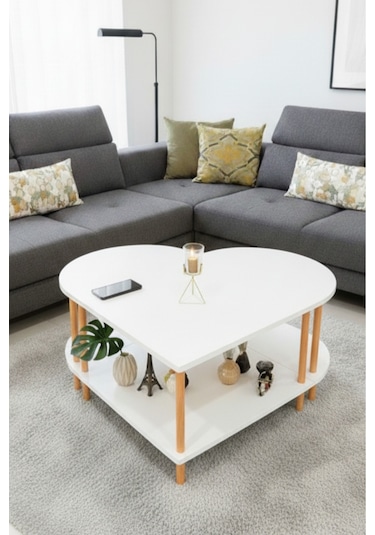 Çevir Kur 3'ü 1 Arada 2 Raflı Orta Sehpa Ve Dekoratif Yan Sehpa Gazetelikli Meşe