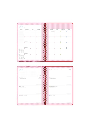 2026 A5 Spiralli Renkli Haftalık Ajanda 12 Aylık Motivasyon Sayfalı Disco Disco