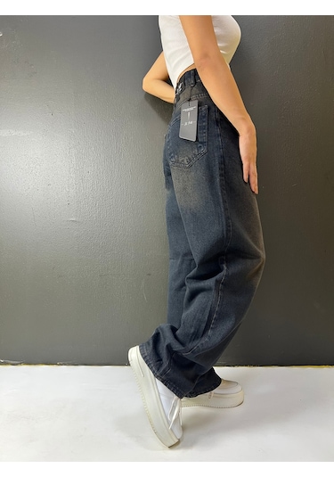 St.poll Eskitme Vintage Yıkama Unisex Baggy Jeans Pantolon Eskitme Kahve