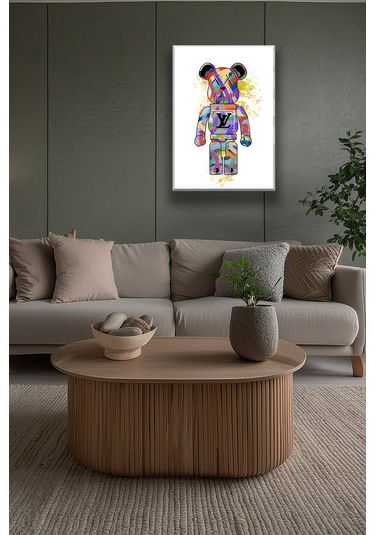Renkli Ayı Silüeti Modern Cam Tablo