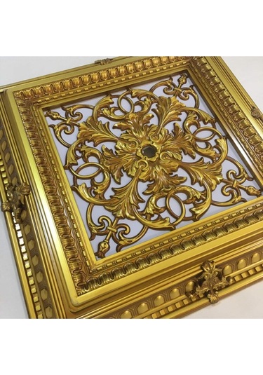 Saray Tavan Göbek Panel 72cm 72cm Kahve Eskitme Içerisine Led Döşenebilir Panel