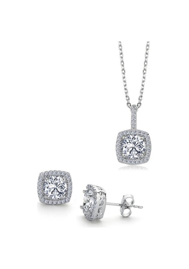 Mia Vento 1.00 Karat Kare Tektaş İkili Gümüş Set