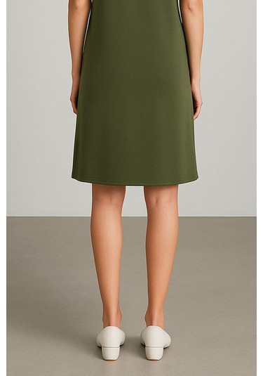 Modal Kumaş Rahat Kalıp Basic Günlük Elbise Haki