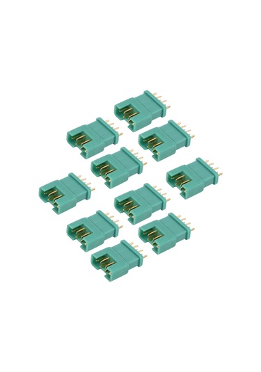 Moveevo Mpx Yeşil Altıgen Şarj Bağlantısı 13.030/13.031 Modeli Bakır Kaplama Nilon Enjeksiyon 10 Setli Uçak Modeli Batarya Konnektörü