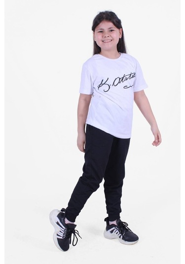 Fyk Kids İmza bayrak Baskılı Unisexs Takım Beyaz - İmza Beyaz