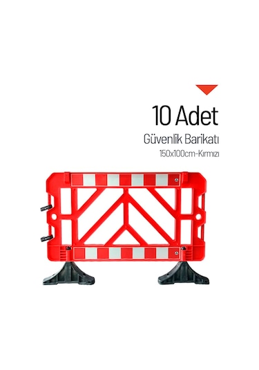 10'lu Güvenlik Barikatı Seti Kırmızı 150x100cm-3652