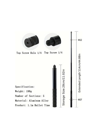 Xuweiwei Suit Aluminyum Alaşımlı Motor Bisiklet Gopro Hero 12 11 Djı Insta360 X4 X3 X2 Aksiyon Kamera Askılık Monopod -