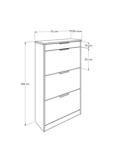 Flat Düşer Kapaklı Çekmeceli Ayakkabılık-Oslo Ceviz