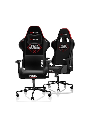 Exvega Vesta 2024 Serisi Kırmızı/siyah Dokuma Kumaş Profesyonel Gaming Oyuncu Koltuğu