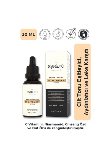 Synora Cilt Tonu Eşitleyici Aydınlatıcı ve Leke Karşıtı C Vitamini Serum 30 ML