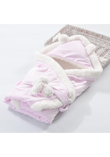 Sarı Kış Bebek Erkek Kız Battaniye Wrap Çift Katmanlı Polar Bebek Kundak Yenidoğan Bebek Yatak Battaniyesi Için Uyku Tulumu Sarı