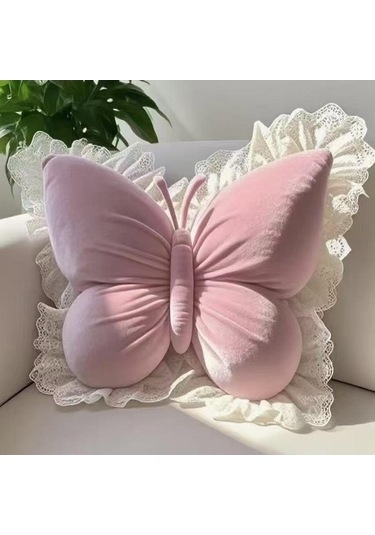 Fastbuy Suntek Kelebek Şekilli Yastık, El Sanatları Kanepe Minderi, İç Pembe Pembe