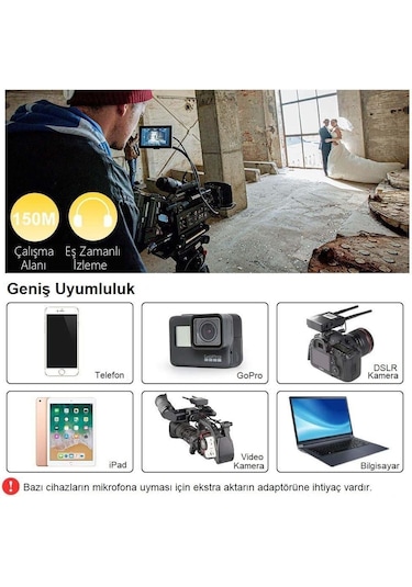 Lensgo Lwm 338C Kablosuz İkili Yaka Mikrofonu Seti