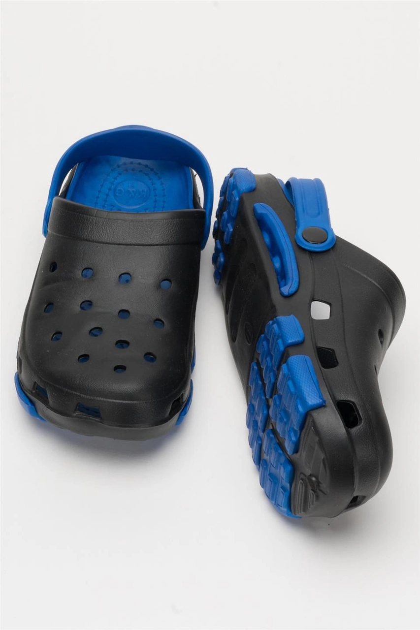 Unisex Çift Tabanlı Ortopedik Hemşire Doktor Aşçı Laboratuvar Deniz Havuz Terliği Sandalet Siyah - Mavi Siyah - Mavi