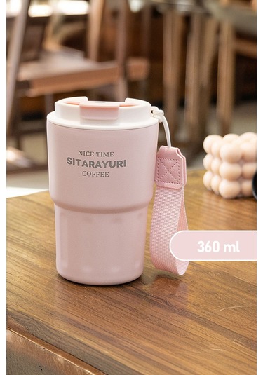 Sırdırmaz Kapaklı Paslanmaz Çelik Isı Yalıtımlı Termos Ofis Kupa 360 Ml - Pembe Pembe