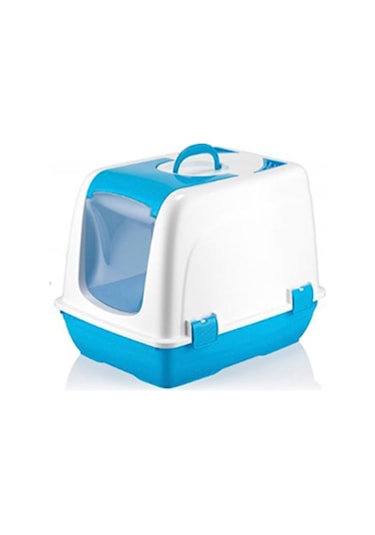 Mikopet Küçük Kapalı Kedi Tuvaleti Mavi