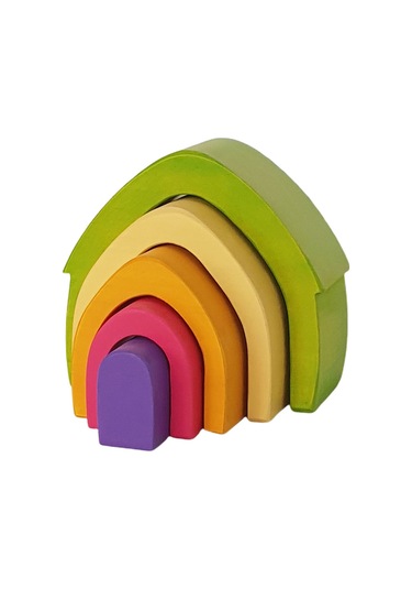 Waldorf Pastel Renkler 5'li Ev Ahşap Oyuncak