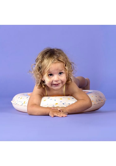 Şişme Yüzme Simidi - 51 Cm - Turuncu Gökkuşağı Baskılı