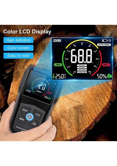 Honeybeeshop Wm700a Lcd Ekranlı Temassız Ahşap Nem Ölçer Indüktif Sıcaklık Nem Algılama Darbeye Dayanıklı Kaymaz Pille Çalışır