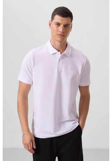 Tommy Life Beyaz Basic Göğüs Logolu Standart Kalıp Triko Polo Yaka Erkek T-shirt - 87768 Beyaz