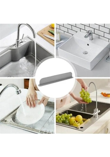 Lemestar Gri Mutfak Banyo Lavabo Su挡水板 - Kalın Su Geçirmez, Süngerli Tutucular, 52x5x85mm, Fıskiyenin Su Sızıntısını Engeller Çok Renkli